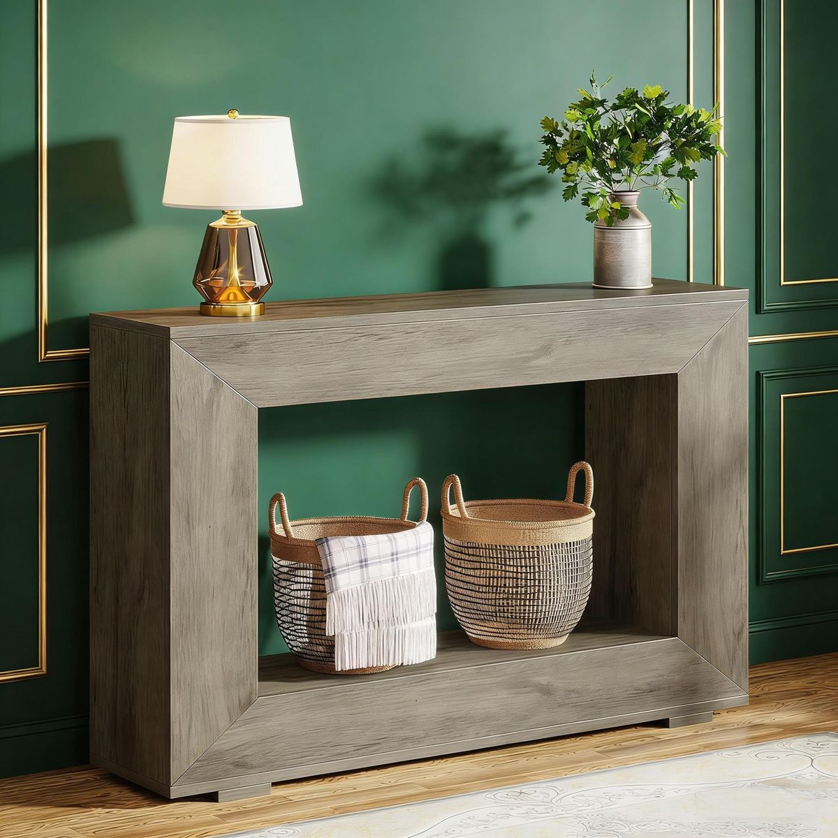 Farmhouse Console Table, Rustic Wood Entryway Sofa Table With Storage_maomaolike.com