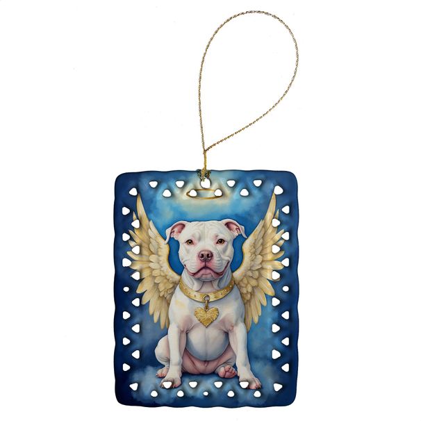 Pit Bull Terrier My Angel Porcelain Ornament Christmas Tree Hanging Decorations For Home Christmas Holiday, Rectangle, Gift, Multicolor_maomaolike.com