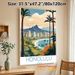 Honolulu Hawaii Coastal City Painting Poster, Vibrant Stylized Tropical Coastal Cityscape Poster, Infuses Calm Tropical Ambiance, Suitable For Home_maomaolike.com