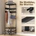 Corner Hall Tree, Industrial 4-Tier Coat Rack With Shoe Storage, 8 Movable Hooks And 2 Shelves For Hallway, Black_maomaolike.com