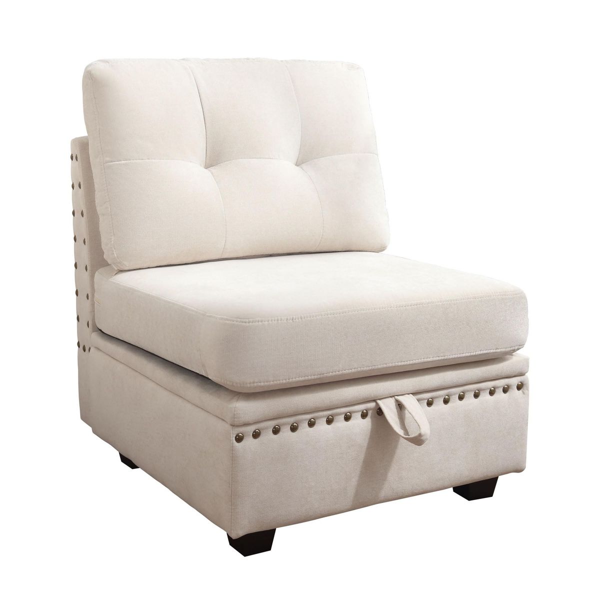 Vintage Modular Sectional Sofa, Convertible Multiple Combination Sofa Couch With Storage, Memory Foam, Vintage Copper Nail Modular Sectionals M-Middle Module Beige (1 Middle Stool)_maomaolike.com