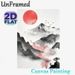 Mount Fuji Themed Ink Style Painting Poster, Serene Minimalist Ink Wash Landscape With Red Sun & Flying Birds Poster, Calming Artistic Decor Suitable_maomaolike.com