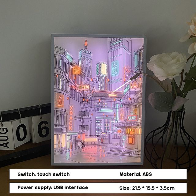 Bedside Lighting Decoration Touch Switch LED Night Light Tricolor Dimming Bedroom Romantic Sunshine Painting_maomaolike.com