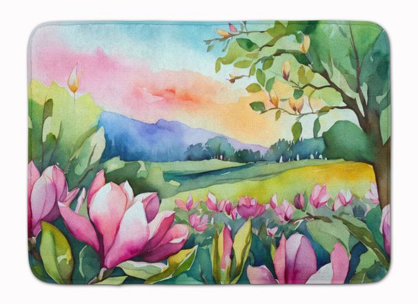 Louisiana Magnolias In Watercolor Memory Foam Kitchen Mat Machine Washable Anti-Fatigue Mat Cushion Comfort Bath Mat Or Kitchen Rug_maomaolike.com
