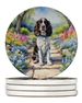 English Springer Spaniel Spring Path Large Sandstone Coasters Pack Of 4 Absorbent Round Coasters Decor Gifts For Men Or Women, 4 In, Multicolor_maomaolike.com