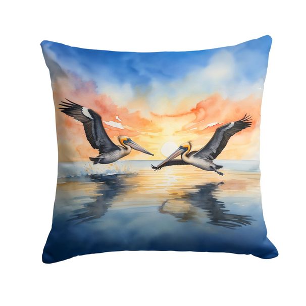 Pelicans Flying Throw Pillow Machine Washable, Indoor Outdoor Decorative Pillow For Couch, Bed Or Patio, 18Hx18W_maomaolike.com