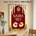 Gajra Rey Traditional Indian Festival Painting Poster, Rich Red-toned Ornate Ethnic Decorative Poster, Vibrant Cultural Design With Floral Garlands_maomaolike.com