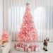 6 FT/7FT Artificial Christmas Tree (NOT Pre-Strung) With 300 LED Warm White String Lights, Spruce Hinged Tree, 8 Lighting Modes, Xmas Pine Tree With Metal Legs, 850 Branch Tips, Pink_maomaolike.com