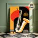Jazz Saxophone Themed Painting Poster, Vintage Retro Bold Graphic Jazz Festival Scene Poster, Artistic Musical Decor Suitable For Living Room, Music_maomaolike.com