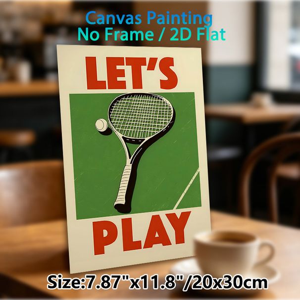 Tennis Themed Painting Poster, Vintage Retro Style Tennis Racket & Ball Poster, Eye-catching Sports-inspired Decor Ideal For Home Gym, Game Room And_maomaolike.com