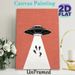 UFO Abduction Painting Poster, Retro Minimalist UFO & Human Silhouettes Poster, Unique Sci-fi Inspired Wall Art Ideal For Living Room, Bedroom, Game_maomaolike.com