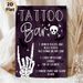 Halloween Tattoo Bar Painting Poster, Dark Purple Watercolor-style Poster, Features Clear Temporary Tattoo Application Steps, Suitable For Halloween_maomaolike.com