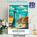 Warsaw Poland Cityscape Painting Poster, Vibrant Retro Illustration Poster, Showcases Iconic Square With Historic Architecture, Ideal For Home, Office_maomaolike.com