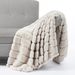Cross Border Luxury Soft Rabbit Plush Striped Home Decoration Sofa Cover Small Blanket_maomaolike.com