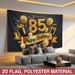 Black Golden 85th Birthday Party Banner - 2D Flat Polyester Backdrop, Wall Hanging Photo Props, Party Decor_maomaolike.com