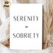 Serenity In Sobriety Themed Painting Poster, Minimalist Black & White Typography Poster, Calming Inspirational Quote Decor Ideal For Bedroom, Living_maomaolike.com