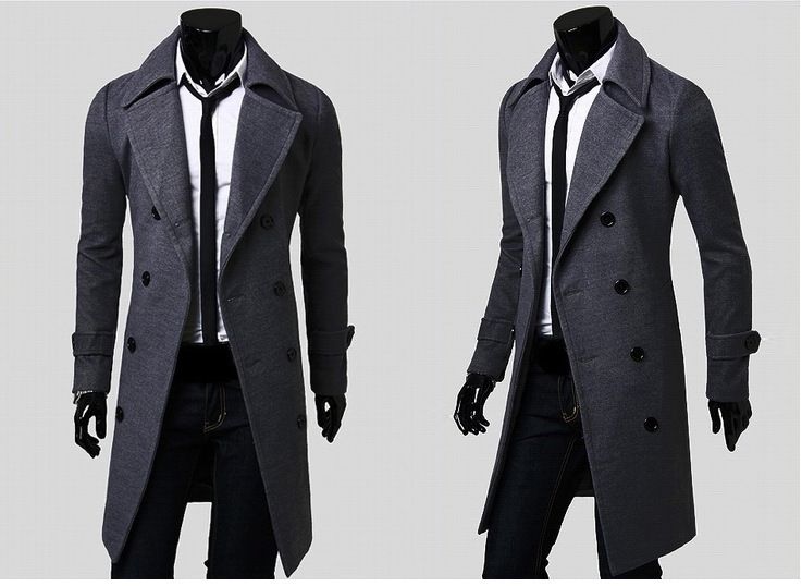 Men's autumn and winter long double-breasted trench coat men's woolen coat slim tweed coat men_maomaolike.com
