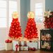 Lighted Santa Hat Style Christmas Tree Set Of 2, 4ft Artificial Tree With Warm White Lights, Christmas Tree For Decoration Inside And Outside_maomaolike.com