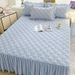 Washed Cotton Quilted Skirt Bed Dustproof Mattress Cover Solid Color Non-Slip Single 1.5m 2.1m Piece Set_maomaolike.com