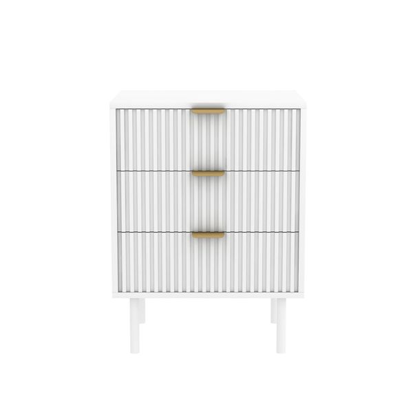 conifferism Fluted Black Nightstand 3 Drawers, Bedroom 26' Tall Bedside Night Stand, Modern Bed Side End Table Living Room, 19' Small Space Mid Century Storage Cabinet_maomaolike.com