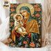 Virgin Mary And Child Religious Painting Poster, Exquisite Traditional Sacred Icon Style Poster, Serene Spiritual Artwork Surrounded By Vivid Florals_maomaolike.com