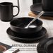 12-Piece Stoneware Dinnerware Sets With Mugs | Microwave & Dishwasher Safe | Non-Toxic Dinner Plates Bowls Set | Stackable Matte Glaze Kitchenware For 3,Black_maomaolike.com