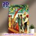 Lakeside Crowd Painting Poster, Vibrant Expressionist Lakeside Gathering Poster, Bold Color Scheme Brings Artistic Vibe, Ideal For Living Room, Office_maomaolike.com