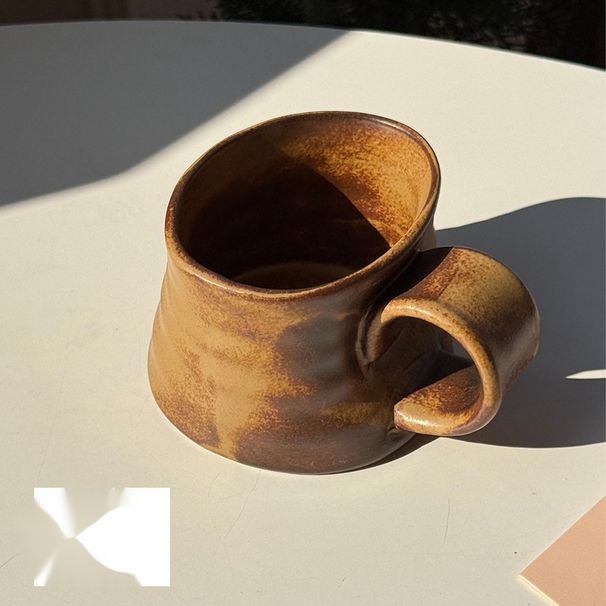 Vintage Distressed Rustic Ceramic Mug With Kiln Glaze, Unique-shaped Coffee Cup, High-end Gift, Niche Cup_maomaolike.com