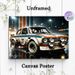 Vintage Rally Car Painting Poster, Moody Rainy Night Gritty Race Car Scene Poster, Realistic Dynamic Automotive Artwork Ideal For Garage, Man Cave Or_maomaolike.com
