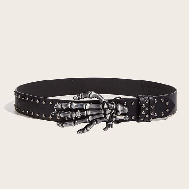 Desinger Belts For Women High Quality Luxury Brand Punk Goth Rivet Black Jeans Unisex Men Belt Paw Skull Buckle_maomaolike.com