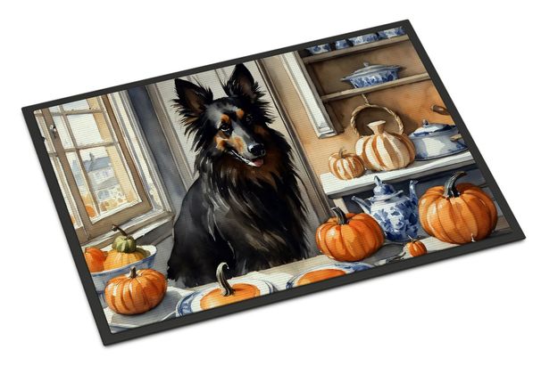 Belgian Sheepdog Fall Kitchen Pumpkins Doormat Front Door Mat Indoor Outdoor Rugs For Entryway, Non Slip Washable Low Pile, 24H X 36W_maomaolike.com