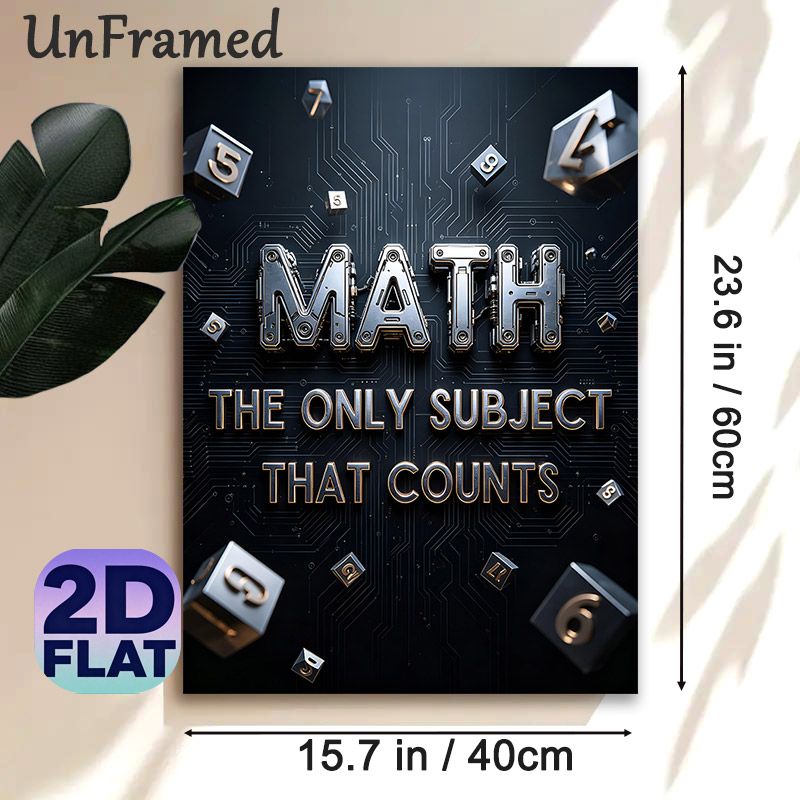 Math Themed Painting Poster, Sleek Mechanical-style Lettering With Circuit Background & Number Cubes Poster, Featuring Witty "The Only Subject That_maomaolike.com