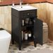 16-inch Bathroom Vanity With Ceramic Sink, Freestanding Single Vanity Set With Soft Closing Door, Adjustable Shelf, French Style, Solid Feet, Black_maomaolike.com