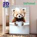 Red Panda Bathing Painting Poster, Cute Realistic Fluffy Red Panda With Bath Bubbles In Bathtub Poster, Brings Playful Warm Ambiance, Ideal For_maomaolike.com