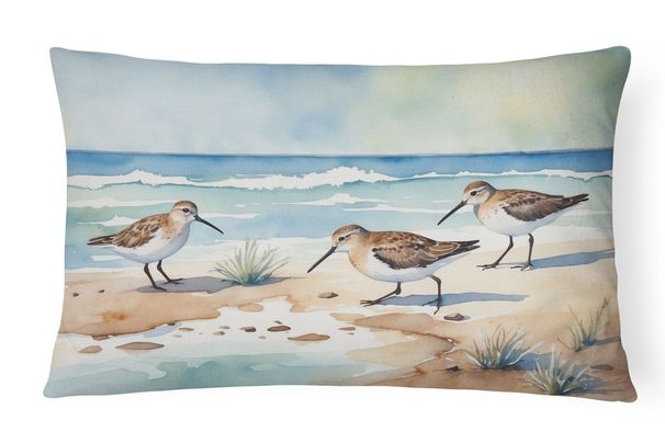 Birds, Birds, Birds Throw Pillow Throw Pillow For Indoor Couch Bed Outdoor Patio Washable, Sandpipers 7526,12Hx16W_maomaolike.com