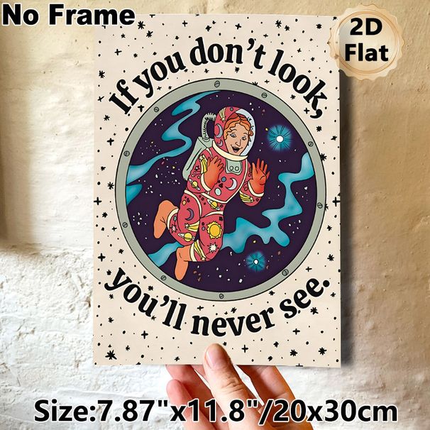 Space Astronaut Motivational Painting Poster, Vibrant Whimsical Space Scene With Inspiring Quote Poster, Uplifting Wall Decor Suitable For Bedroom_maomaolike.com