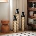 Floor Metal Vases Decorated White Metal Vases Set Of 3 Gorgeous Home Decoration Large Glazed Metal Vases 24.8in/29in/33.8in Height_maomaolike.com