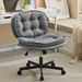 Armless Adjustable Swivel Office Chair With Wheels, PU Leather Cross-Legged Task Chair For Home, Office, Small Spaces_maomaolike.com