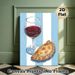 Wine & Empanada Themed Painting Poster, Vibrant Artistic Style Poster, Showcases Red Wine Glass With Golden Empanada, Adds Cozy Culinary Touch Ideal_maomaolike.com