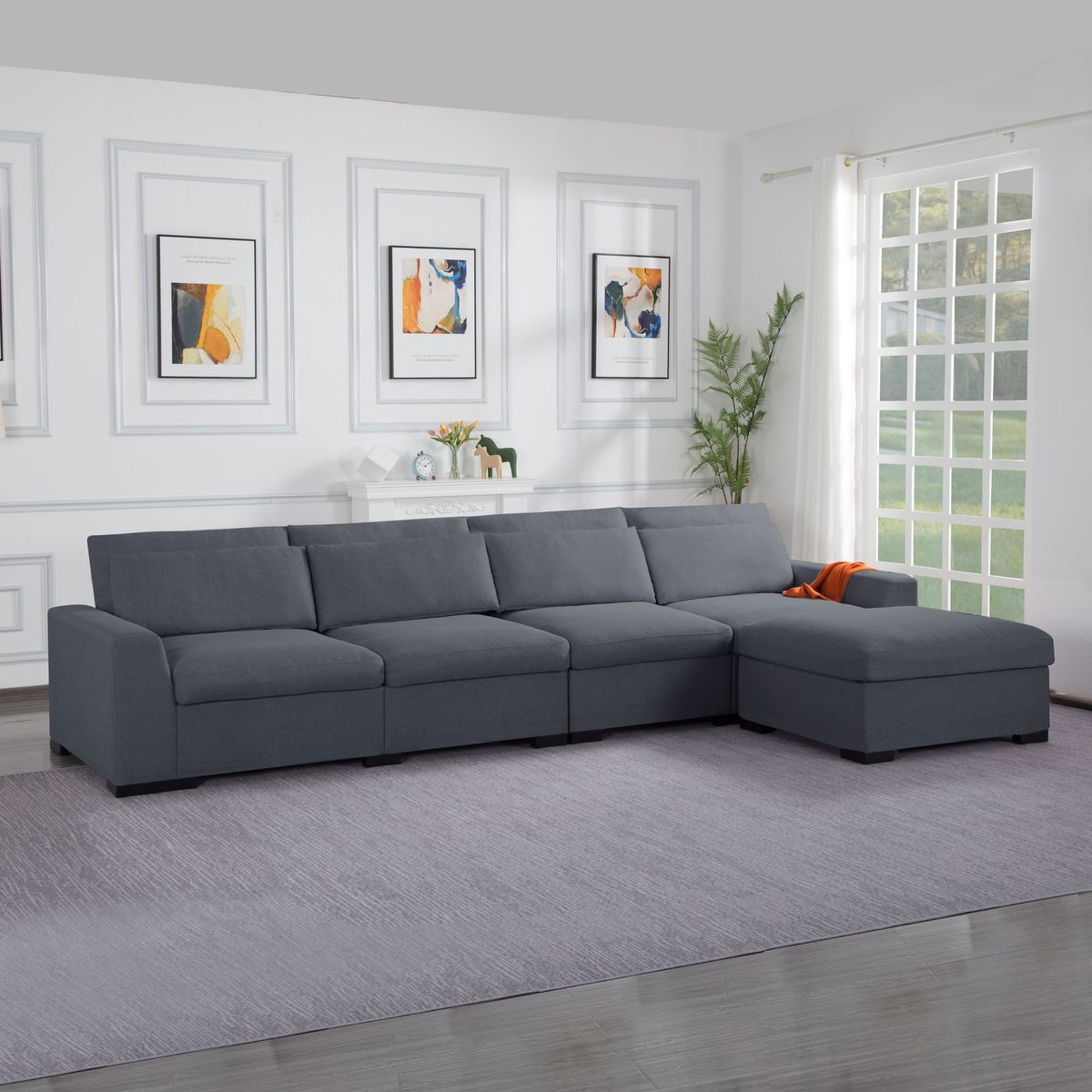 149' Modular Sectional Sofa With Ottoman_maomaolike.com