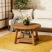 Round Coffee Table, 2-Tier Solid Wood Center Cocktail Accent Table_maomaolike.com