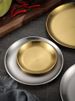 Korean Style 304 Stainless Steel Disc, Commercial Golden Barbecue Fruit Cake Tray, Meal Bone Plate, Shallow Plate_maomaolike.com