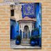 Moroccan Blue Courtyard Painting Poster, Vibrant Traditional Islamic Mosaic Style Poster, Brings Exotic Cultural Charm, Ideal For Living Room And_maomaolike.com