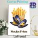 Moules Frites Painting Poster, Vibrant Cartoon-style Mussels & Crispy Fries Poster, Eye-catching Food Artwork Ideal For Kitchen, Dining Room And_maomaolike.com