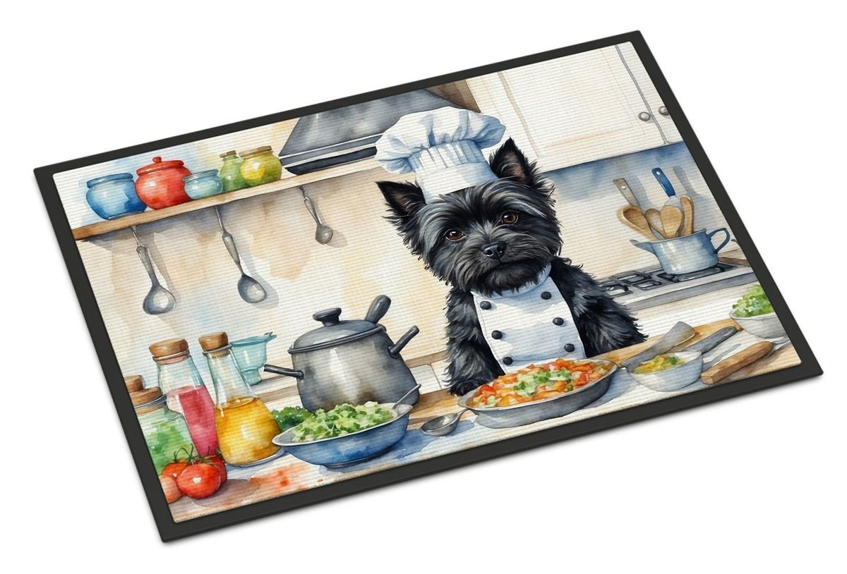 Cairn Terrier The Chef Doormat Front Door Mat Indoor Outdoor Rugs For Entryway, Non Slip Washable Low Pile, 24H X 36W_maomaolike.com