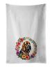 Bloodhound And Flowers Kitchen Towel Set Of 2 White Dish Towels Decorative Bathroom Hand Towel For Hand, Face, Hair, Yoga, Tea, Dishcloth, 19 X 28", White_maomaolike.com