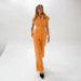 Women's Clothing Versatile vitality orange cotton and linen commuting street style sleeveless lace-up vest wide-leg pants suit_maomaolike.com