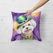 Bichon Frise King Of Mardi Gras Throw Pillow Machine Washable, Indoor Outdoor Decorative Pillow For Couch, Bed Or Patio, 18Hx18W_maomaolike.com