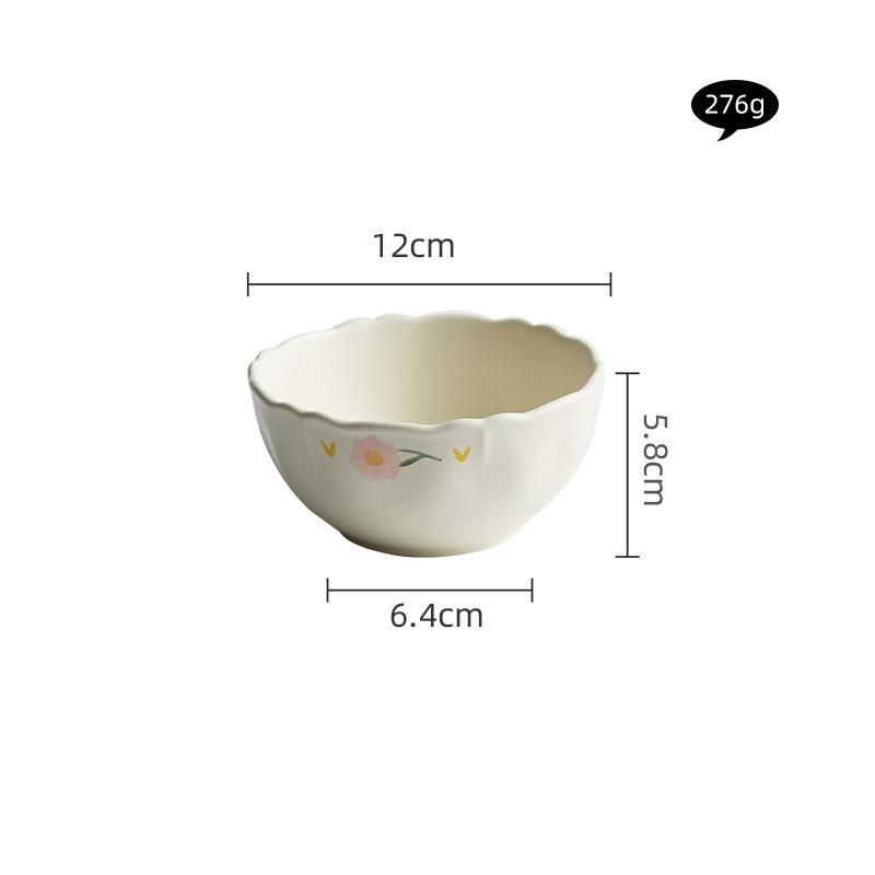 Hand-Painted Small Flower Ritual Sense Tableware French Pastoral Ins Style High-End Plate Lace Ceramic Household Rice_maomaolike.com
