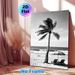 Beach & Palm Tree Painting Poster, Monochrome Minimalist Coastal Scene Poster, Serene Vacation-inspired Decor Ideal For Bedroom, Living Room And_maomaolike.com